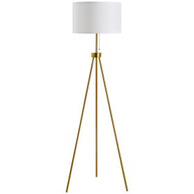 Elegant Floor Lamp 59.75" Fabric Shade E26 Holder Steel Tripod Gold for Living Room