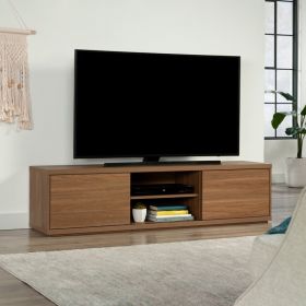 Westley Sliding Door TV Stand for TVs up to 75", Warm Walnut Finish