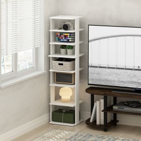 Compact 8-Tier Vertical Space Saving Free Standing Corner Shelf, Display Rack, White
