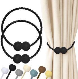 Magnetic Curtain Tiebacks Black 2pcs, Curtain Tiebacks Buckles Holdbacks Holders Hooks Clip for Home Outdoor Bedroom Office Decorative Curtain