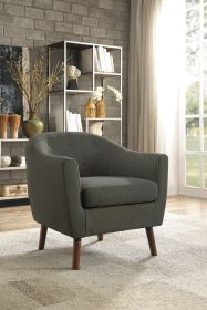 Gray Fabric Upholstered Accent Chair 1pc Espresso Finish Legs Button Tufted Solid Wood Furniture Living Room Chair