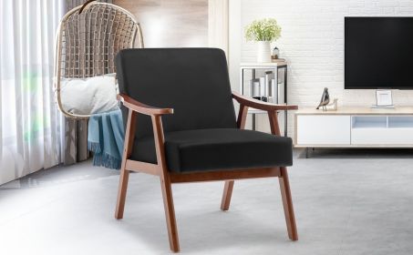 Mid-Century Modern Chair, Living Room Chair with Solid Wood Frame, Accent Chair Extra-Thick Backrest, Wingback Chair for Bedroom, Reading Room
