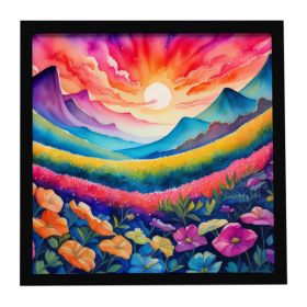 Petunias in Color Framed Metal Print Bathroom, Kitchen, Office, Home Decor Wall Art Ready to Hang, Square, 8X8