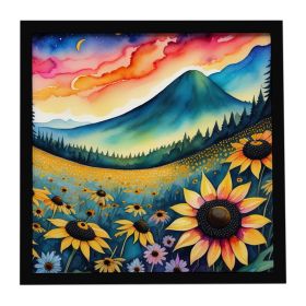 Black-eyed Susans in Color Framed Metal Print Bathroom, Kitchen, Office, Home Decor Wall Art Ready to Hang, Square, 8X8