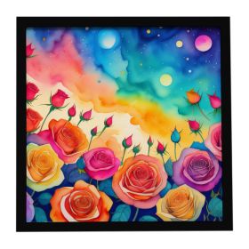 Roses in Color Framed Metal Print Bathroom, Kitchen, Office, Home Decor Wall Art Ready to Hang, Square, 8X8