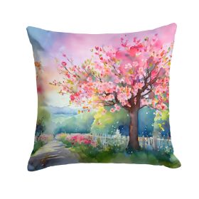 Michigan Apple Blossoms in Watercolor Throw Pillow Machine Washable, Indoor Outdoor Decorative Pillow for Couch, Bed or Patio, 14Hx14W