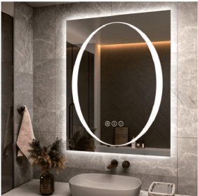 Triple Color Temperature/LED/RGB Smart Touch Control Bathroom Mirror with Tempered Glass, Adjustable Light, Fog & Shatterproof, Memory Function (S3R13874UL55"x30": S3R22497UL88"x38")
