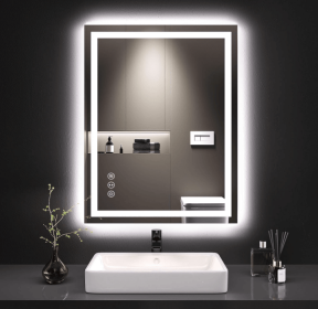 Triple Color Temperature/LED/RGB Smart Touch Control Bathroom Mirror with Tempered Glass, Adjustable Light, Fog & Shatterproof, Memory Function (S3R13874UL55"x30": S3 R21279UL84"x32")