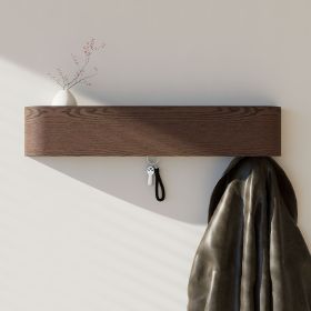 solid wood wall-mounted coat rack with hooks, space-saving modern design, suitable for living rooms and bedrooms (Color: Walnut)